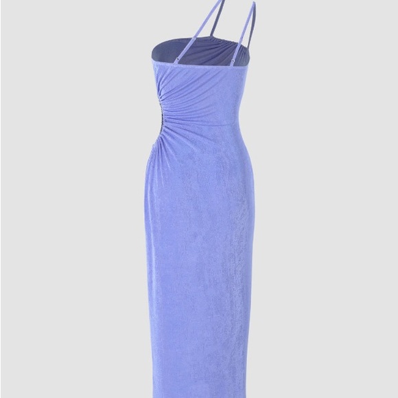 Cider Asymmetrical Cut Out One Shoulder Midi Dress Purple/Periwinkle Size Small - Picture 3 of 6